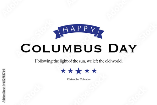 Happy Columbus Day Greeting Card for advertising, poster, banner, template with American flag. Columbus day wallpaper.
