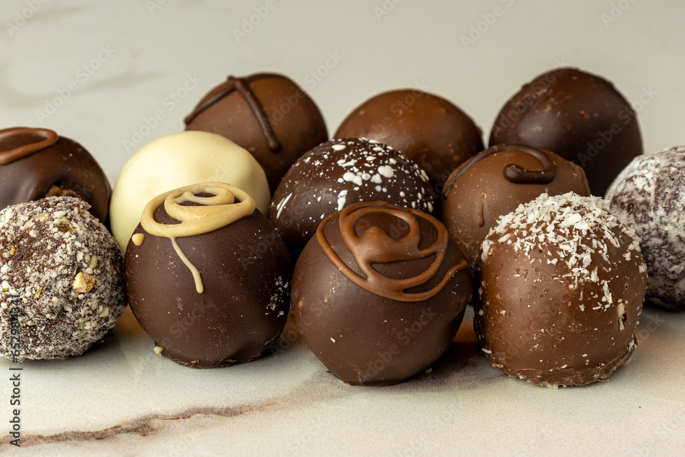 chocolate truffles of various flavors chocolate truffles of various flavors