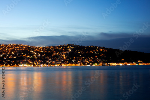 This shot is a long exposure at the beach.the city lights were very nice on the water so i took the picture.the location is a part of İstanbul.