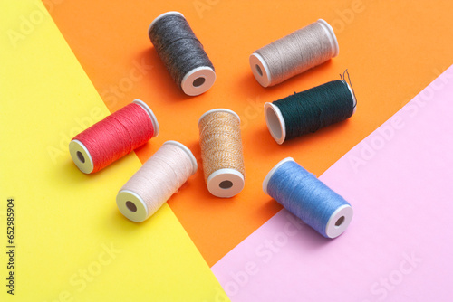 Colorful Sewing Ropes on Colorful Background