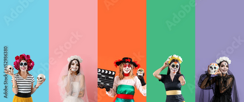 Set of women with painted s...