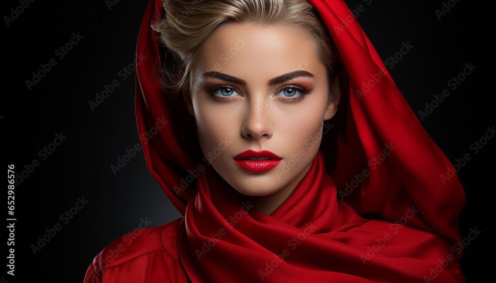 A beautiful young woman with blond hair and elegant fashion generated by AI A beautiful young woman with blond hair and elegant fashion generated by AI