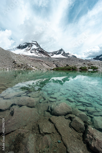 Alpine Lake in Gran Paradiso mountain in the Aosta Valley in Italy