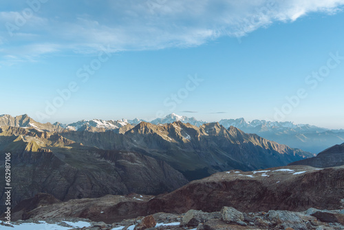 View of Mont Blanc from Gran Paradiso peak in Aosta Valley in Italy