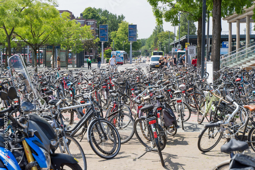 Bicycle parking in the city of Enschede (West Netherlands) photo