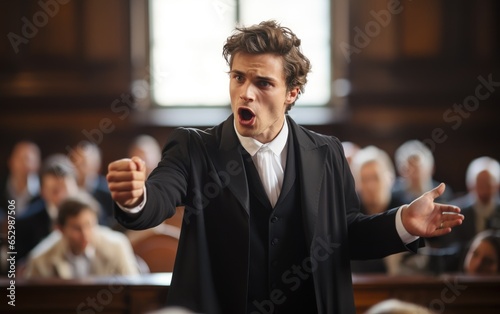 A lawyer arguing in a court. Generative AI