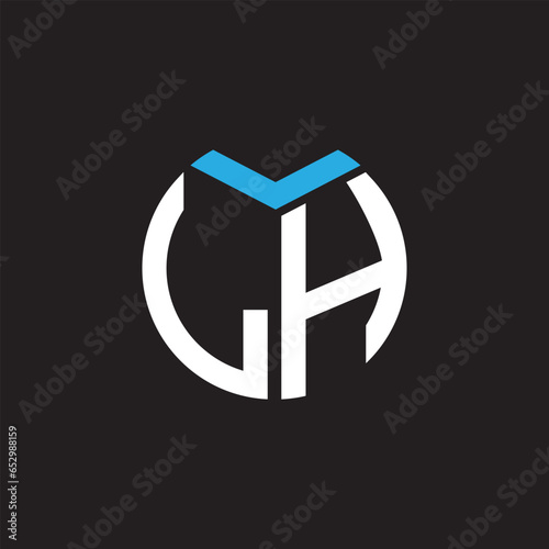 LH letter logo design on black background. LH creative initials letter logo concept. LH letter design.
 photo