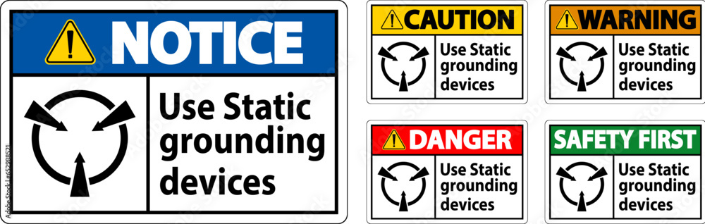 Warning Sign Use Static Grounding Devices