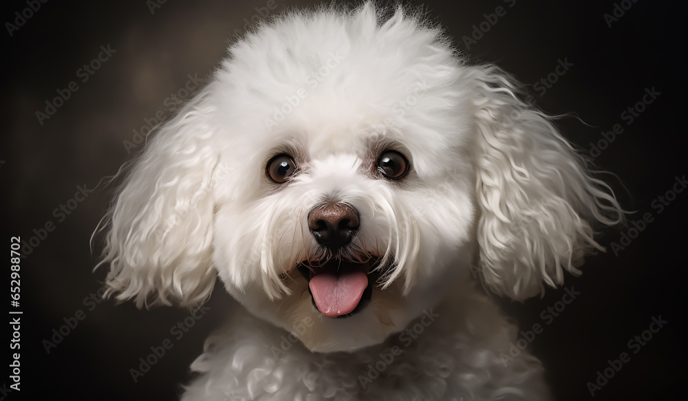 Realistic portrait of Bichon Frisé dog. AI generated Realistic portrait of Bichon Frisé dog. AI generated
