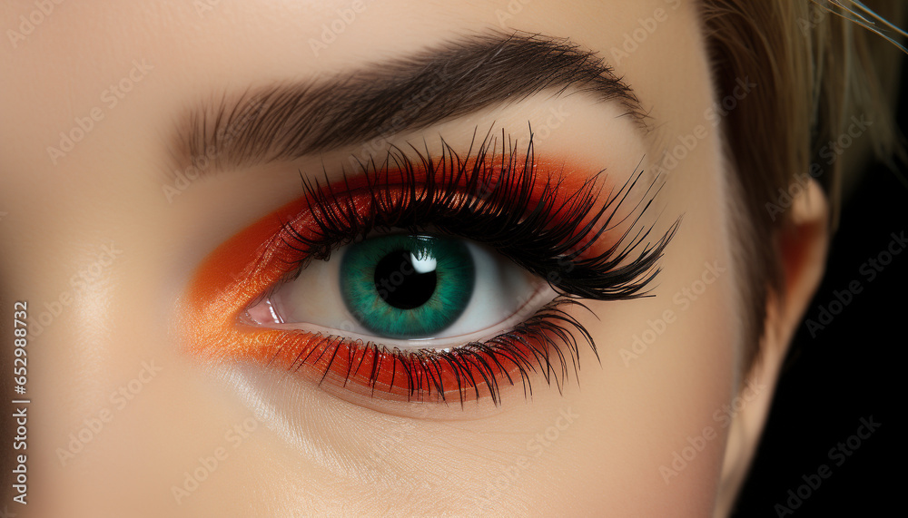 Close up of a woman eye, looking at camera with elegance generated by AI Close up of a woman eye, looking at camera with elegance generated by AI