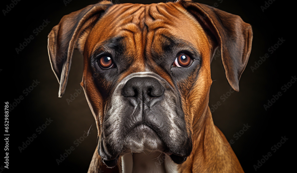 Portrait of a boxer dog. AI generated