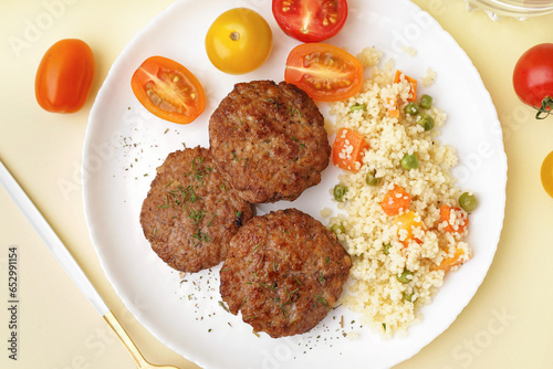 Homemade meat patties with ...