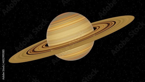 Saturn planet isolated in open space with stars. Planet concept. 3D render