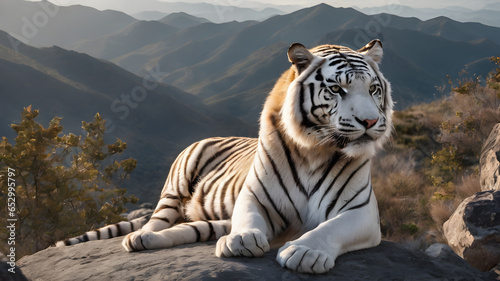 Siberian tiger resting in the mountain, siberian, tiger, rest, resting, mountain, siberian tiger, tiger resting, wild, nature, bengal, predator, stripes, carnivore, fur, safari, big, striped, big cat