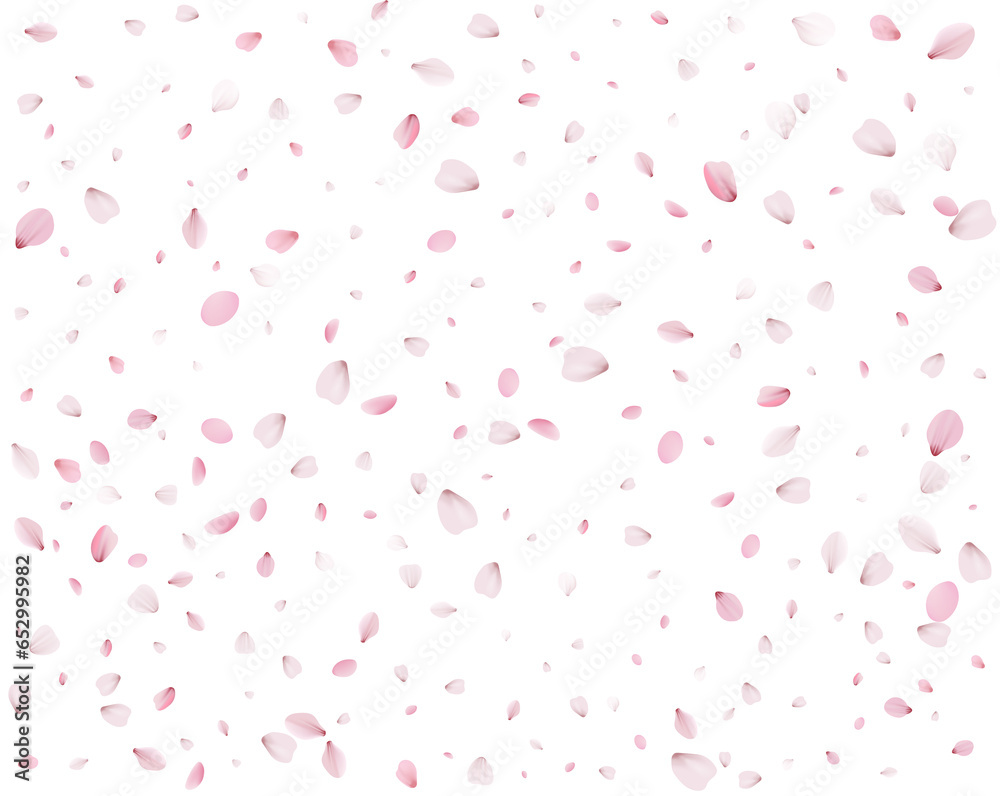 Many cherry petals are swirling in the wind.