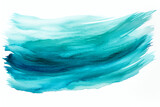 Blue turquoise watercolor paint brush stroke texture isolated on transparent background