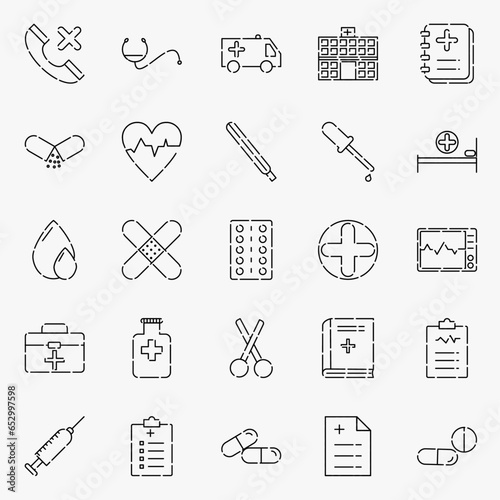 medical related icons. medical icons collection. set of medial icons.