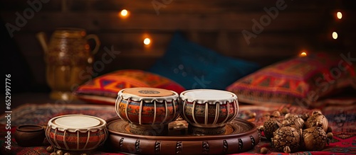 Tabla an Indian musical instrument in the chill out interior