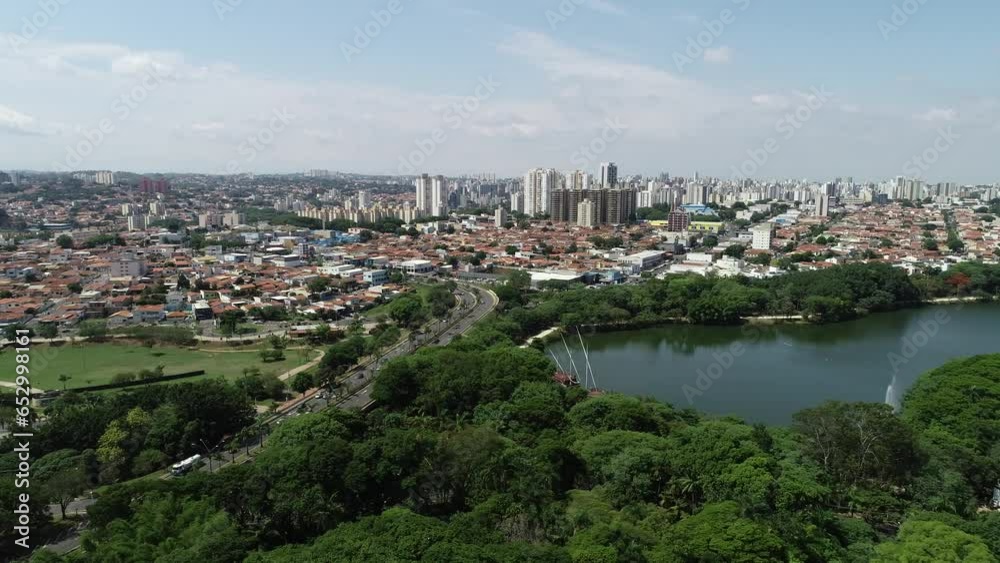 Taquaral Lagoon in Campinas, aerial view, Portugal park, São Paulo, Brazil. Taquaral Lagoon in Campinas, aerial view, Portugal park, São Paulo, Brazil.