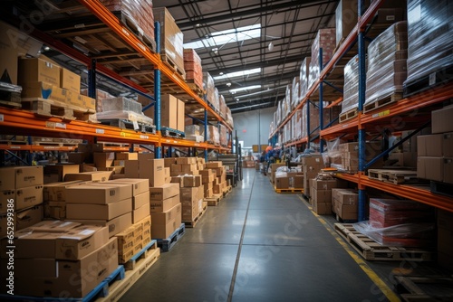 Retail Wonderland: Navigating a Sprawling Warehouse Full of Shelves Bursting with Goods
