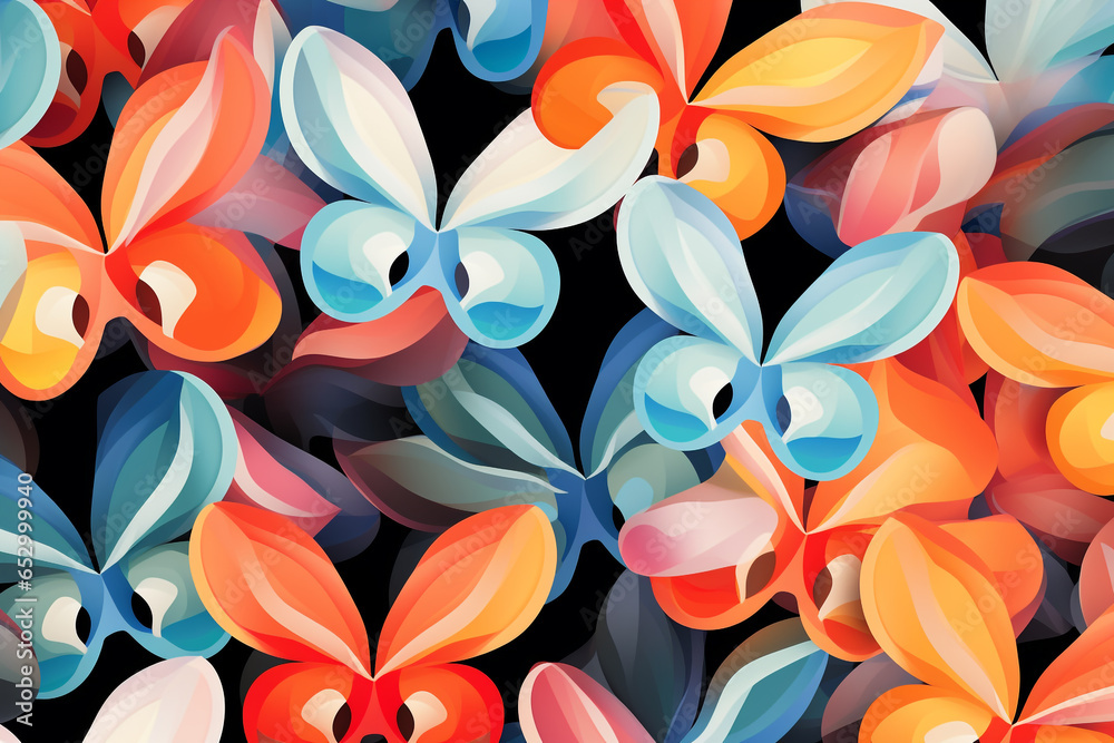 Fototapeta premium Pattern with butterflies illustration, background