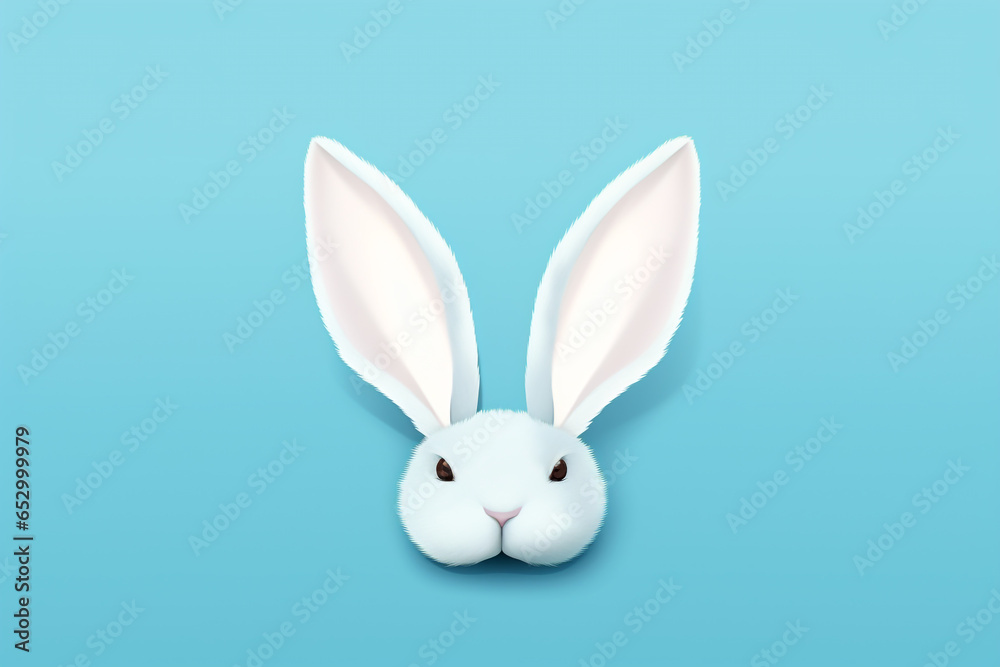 White rabbit on blue background, easter bunny White rabbit on blue background, easter bunny
