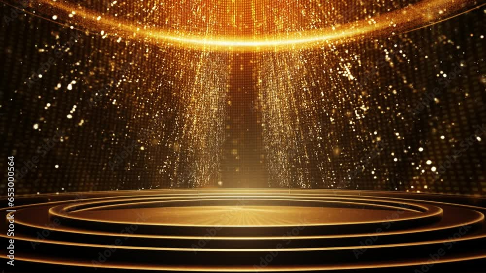 Stage shaped golden particle background Loop