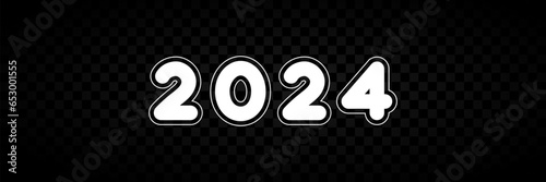 Happy new year 2024 design. With colorful truncated number illustrations. Premium vector design for poster, banner. Vector illustration