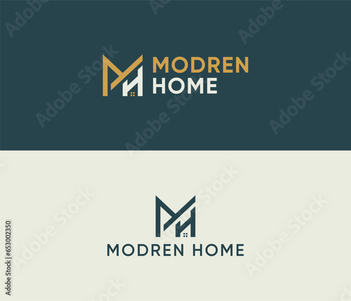 MH or HM real estate Logo Letter Monogram, minimalist, wordmark, Company logo design  icon, and template 