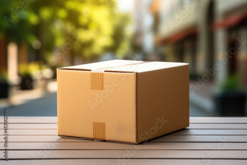 Cardboard box sealed with adhesive tape