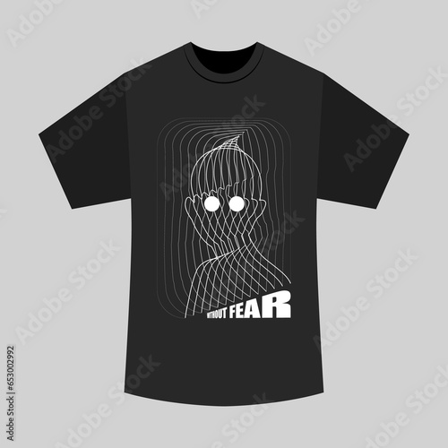 abstract line silhouette of a man looking, vector illustration for black t-shirt