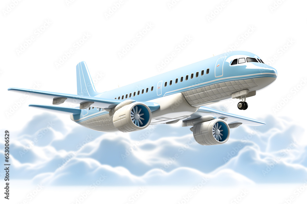 Airplane flying in the sky. 3d render image, Ai Generated