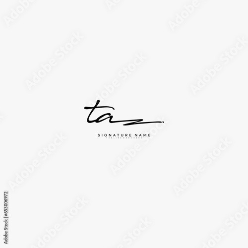 premium TA letter signature logo in handwriting art style monogram vector illustration template photo