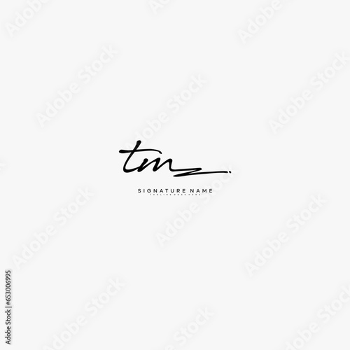 premium TM letter signature logo in handwriting art style monogram vector illustration template