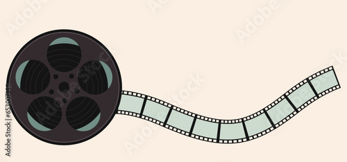 Vector background with vintage film reel. Movie and film design template. Vector illustration