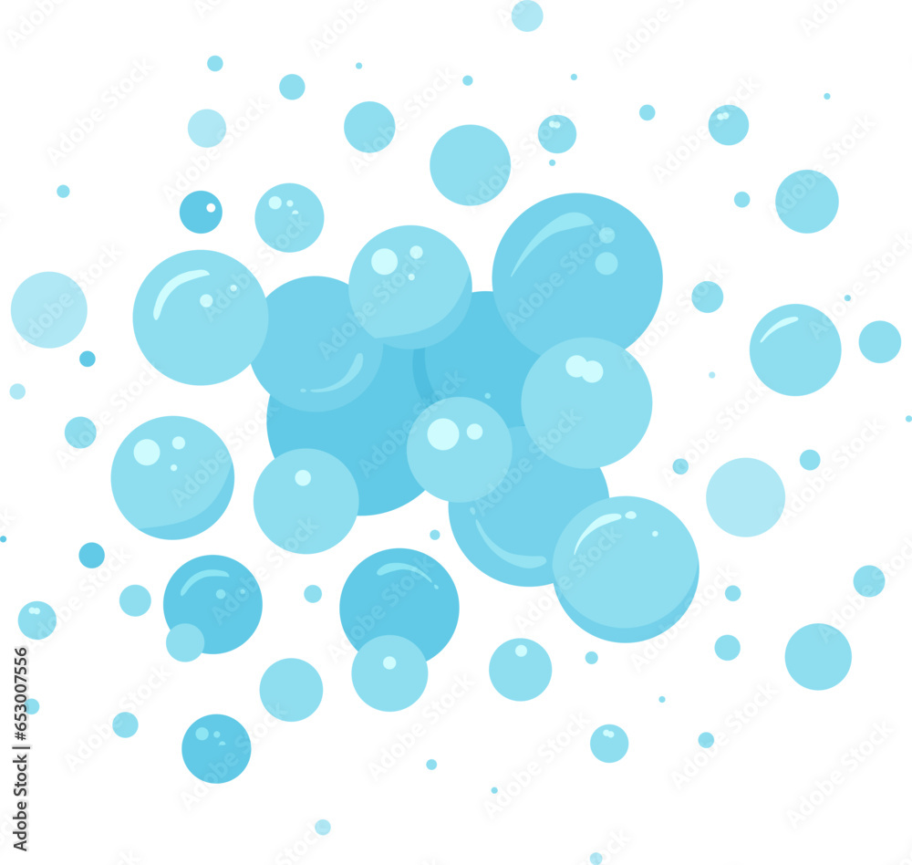 Soap bubble vector icon, blue foam water, bath shampoo suds splash. Laundry, wash soapy, clean underwater. Soda, carbonated fun illustration isolated on white background - obrazy, fototapety, plakaty 