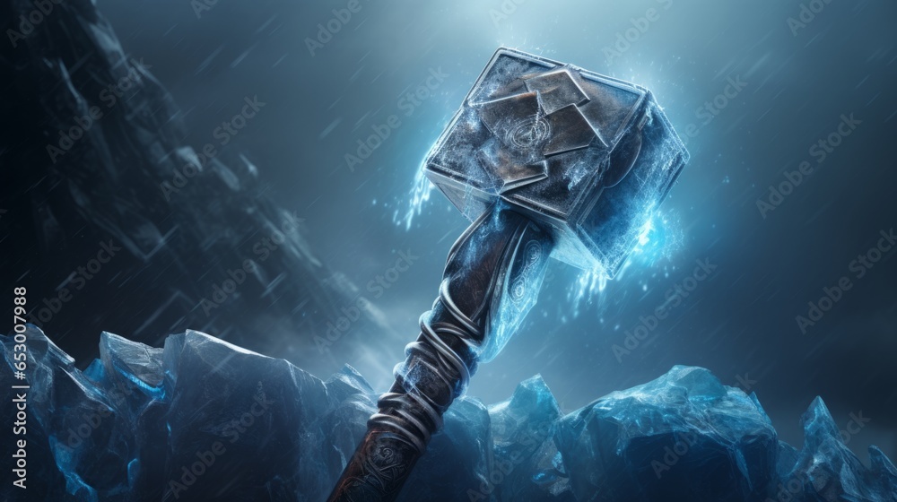 Mjölnir - the hammer of the nordic god thor.generative ai
 - obrazy, fototapety, plakaty 