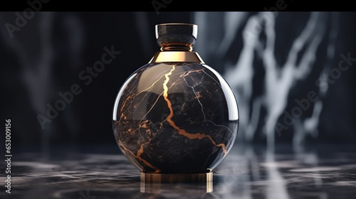 luxurious and classy perfume bottle black and golden, generative AI