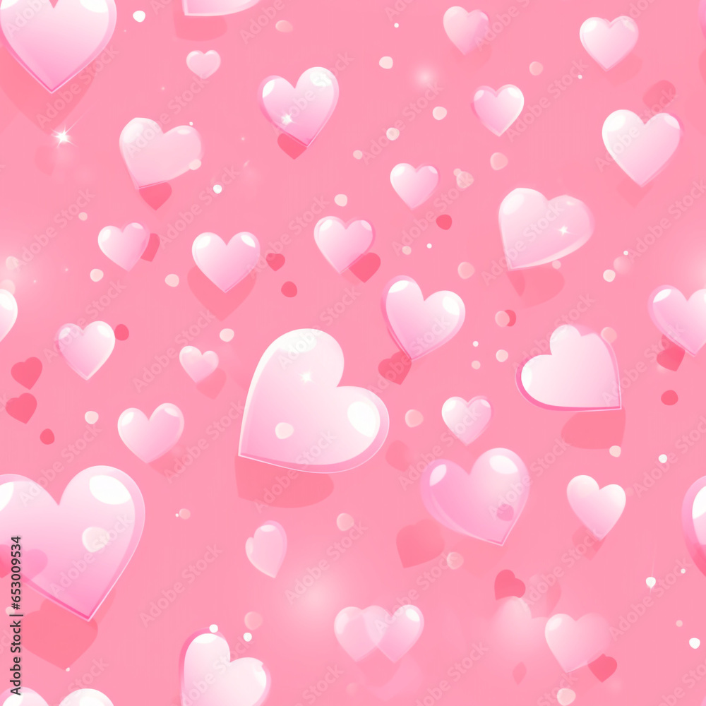 pink shining hearts on pink seamless pattern. High quality photo