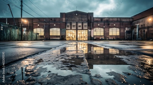 Gritty, urban-style exterior of a factory with HDR effect