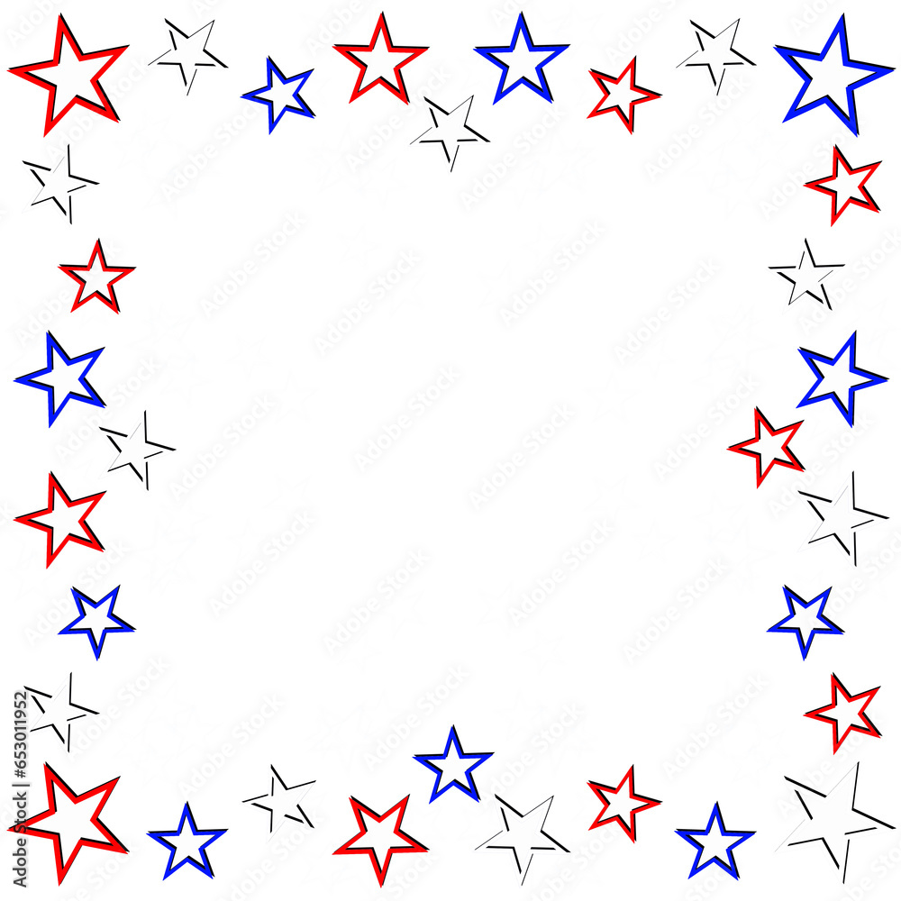 Fototapeta premium Patriotic Red White And Blue Stars Border