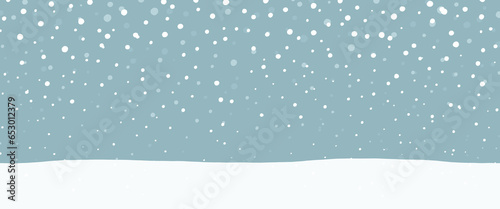 しんしんと雪の降り積もる風景-手描き