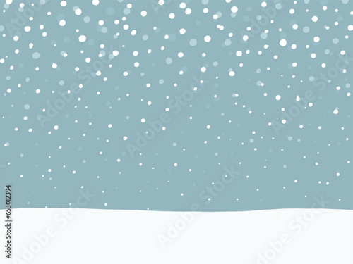 しんしんと雪の降り積もる風景-手描き