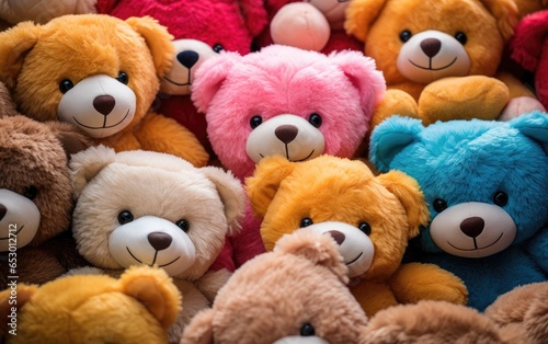 Colorful teddy bears background. Generative AI