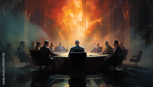 Secret Society Meeting  in Boardroom