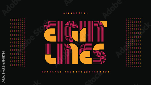 Neon light display typeface. Vector design of typography alphabet. Trendy abstract typography.