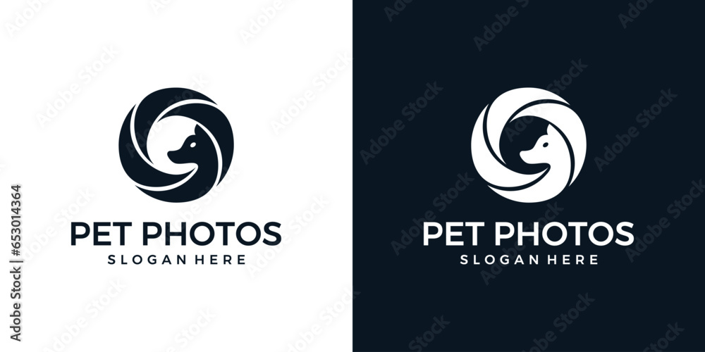 Photography design template. Camera lens with pet dog design graphic vector illustration. Symbol, icon, creative. Photography design template. Camera lens with pet dog design graphic vector illustration. Symbol, icon, creative.
