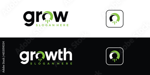 Modern growth logo design wordmark graphic vector illustration. Symbol, icon, creative.