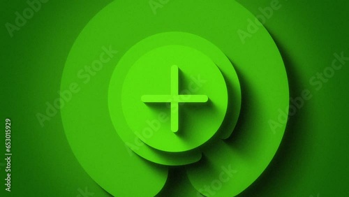 3D Circular Plus Sign Rotation Background Animation (Green, Grainy) [4K]