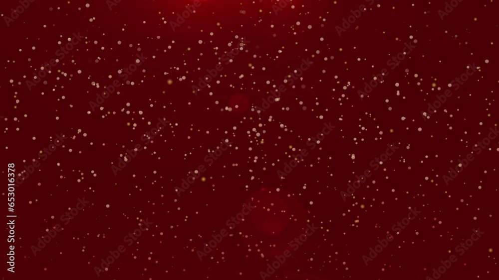 animation of golden particles on red background, christmas